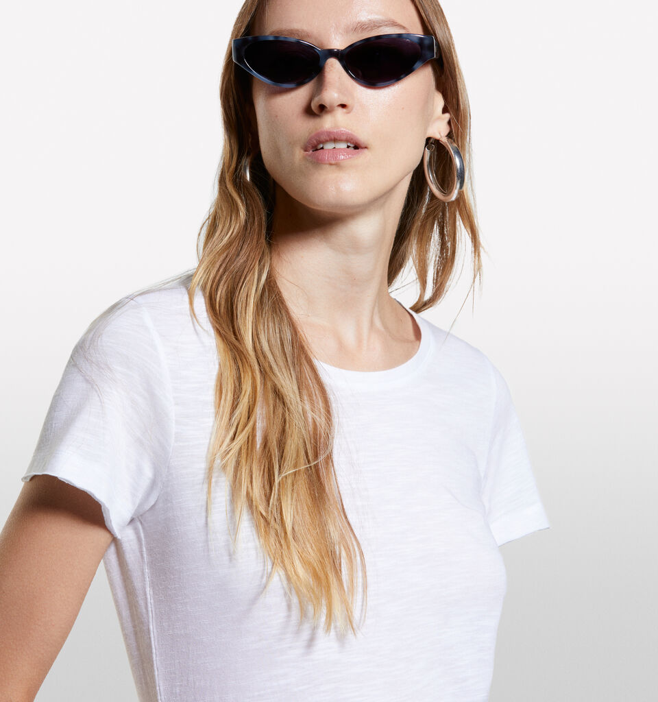 White crew neck t-shirt - women's short sleeve t-shirts - White | Sisley image number 4
